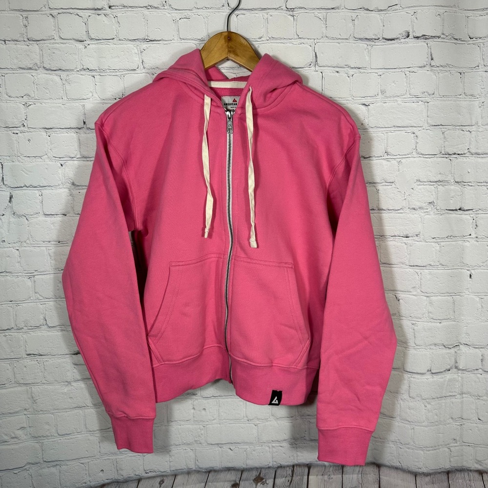 American Giant Womens Pink Full Zip Hoodie Sweatshirt 100% Cotton XS Made in USA
